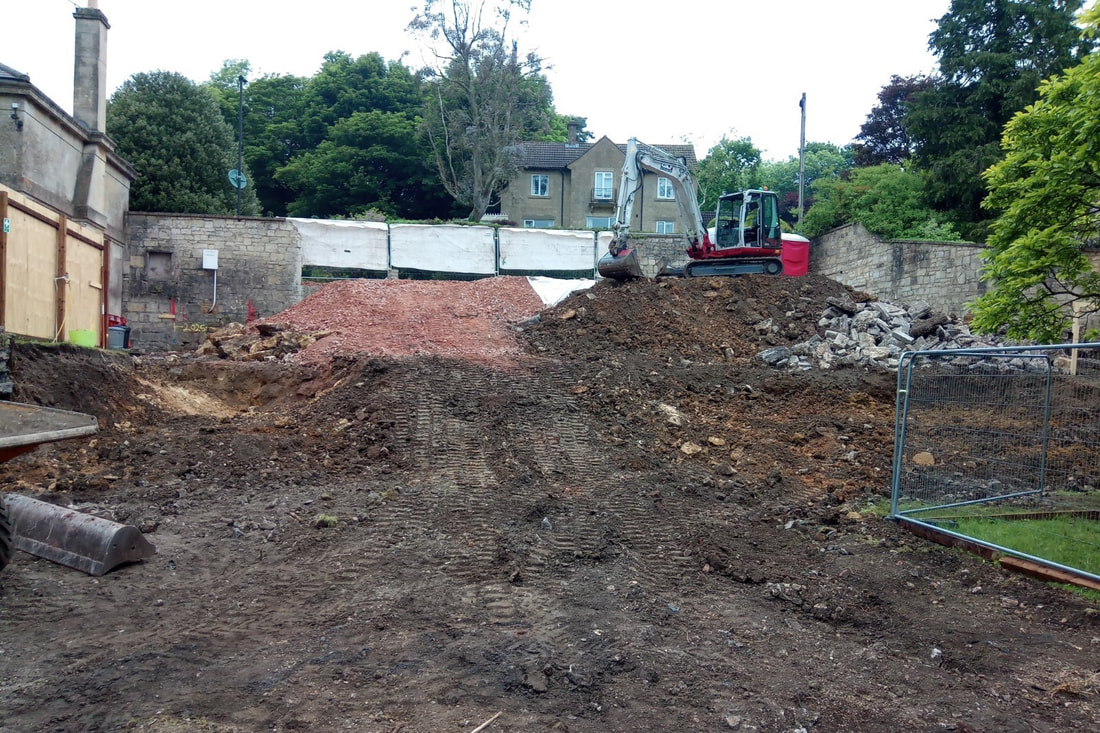 Complex groundworks at Hill House in Bath, which will be a Passivhaus-standard eco home in Bath, Somerset