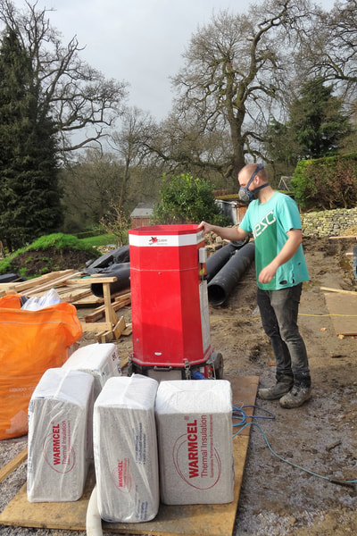 WARMCEL insulation, air test result and preparation for sedum roof at Woodlands newbuild in Gloucestershire