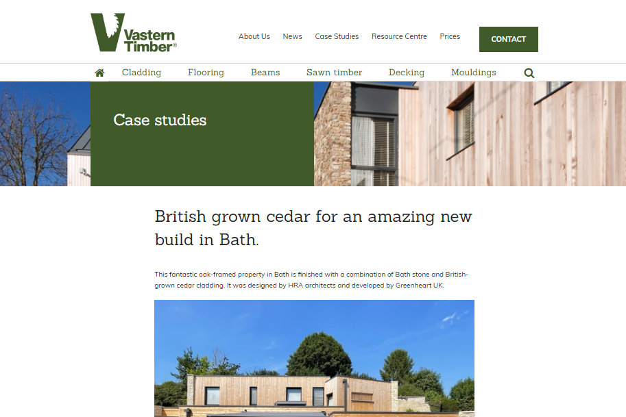 Vastern Timber - British ​​grown cedar for an amazing new build in Bath.